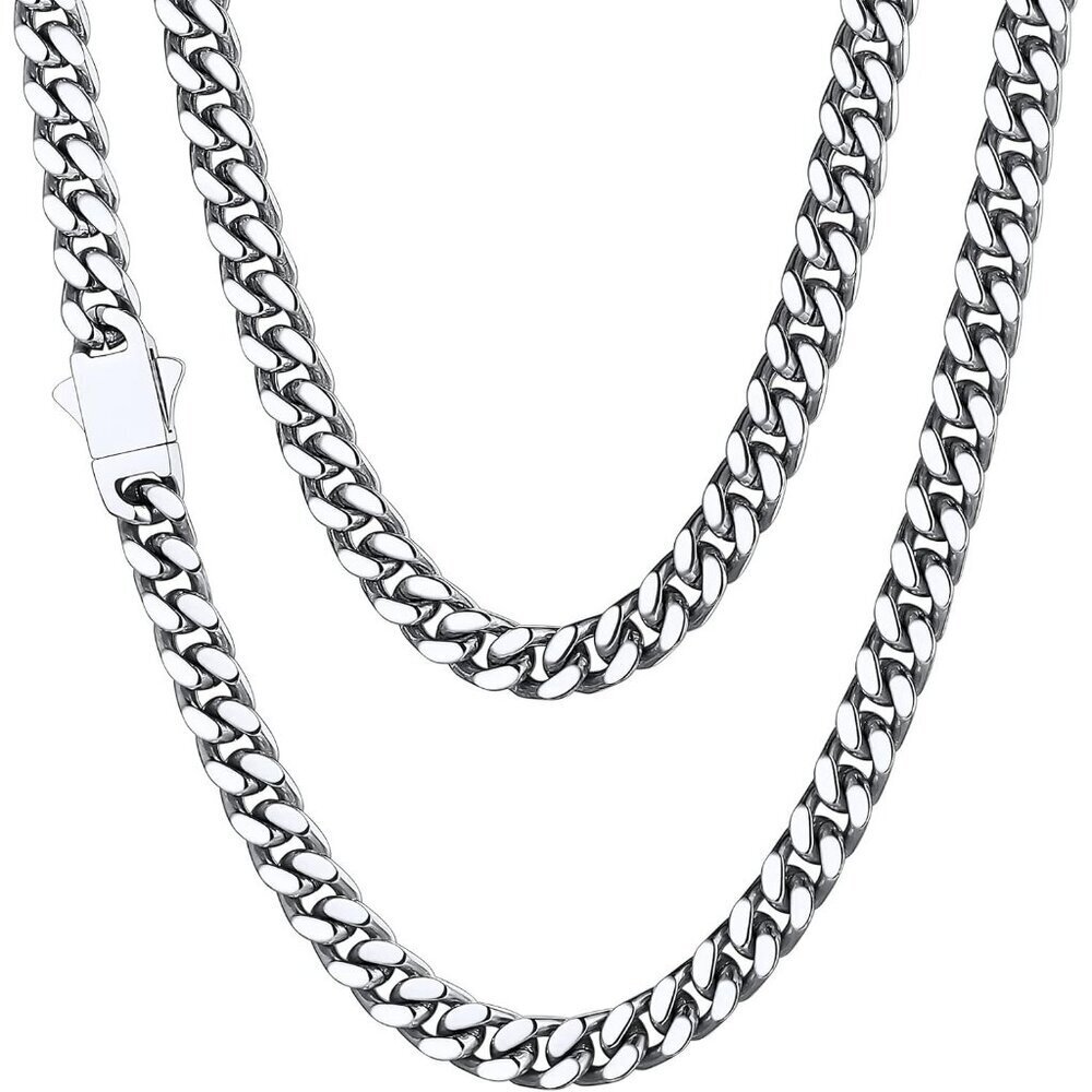 Men's 5mm Width Steel Silver 18K Gold Plated Cuban Durable Hip Hop Chain Jewelry